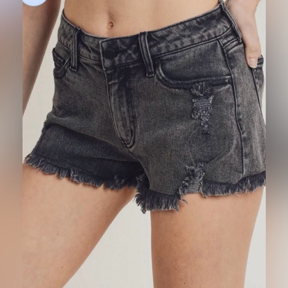 Letter To Juliet Black Distressed Denim Shorts In L